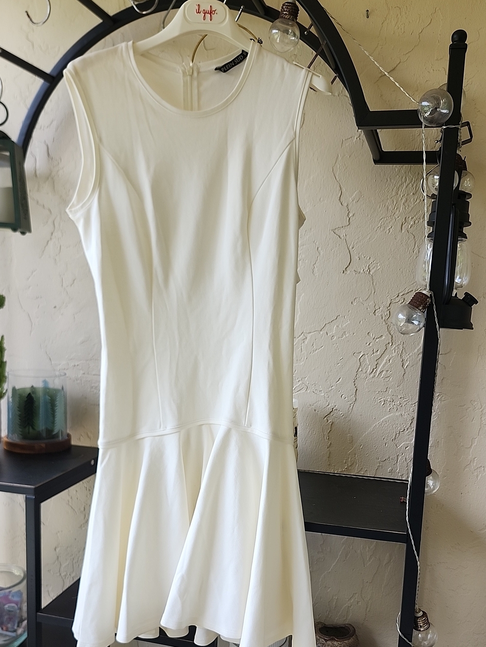 PLEIN SUD size 38/ American 6 Sleeveless White Flared Hem Dress